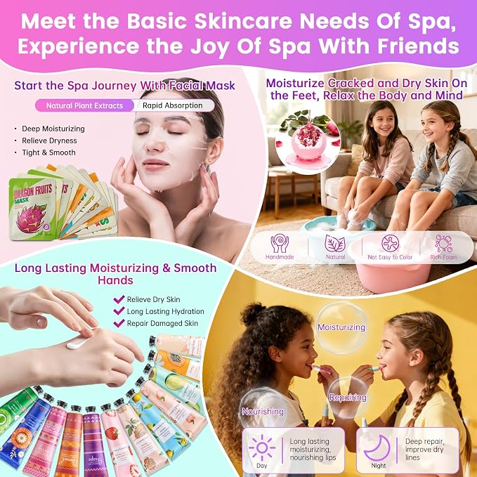 160 PCS Spa Party Supplies For Girls, Kids & Family, Include Face, Lip & Foot - Image 3