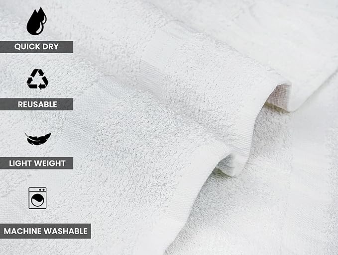 ZUPERIA White Bath Towels Bulk 24 Pack - Image 6