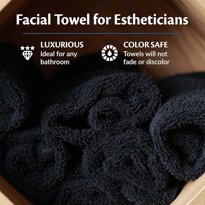 Black Bleach Proof Towels Bulk Sets 72 Pack 100% Cotton 16" X 27" Color Safe - Image 3