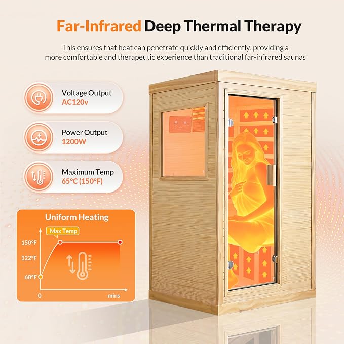 OUTEXER Infrared Sauna Home Sauna Spa Room Chilean Pine Wood 1200W Indoor - Image 5