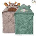 Blissful Diary Muslin Baby Hooded Towel 2 Pack, Soft & Absorbent Bath Towel by ForEveryBabysBetterLife