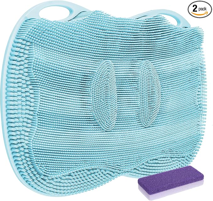 Foot Scrubber Mat Large Feet Scrubber in Shower + Pumice Stone 2 Pack by Mabnuby