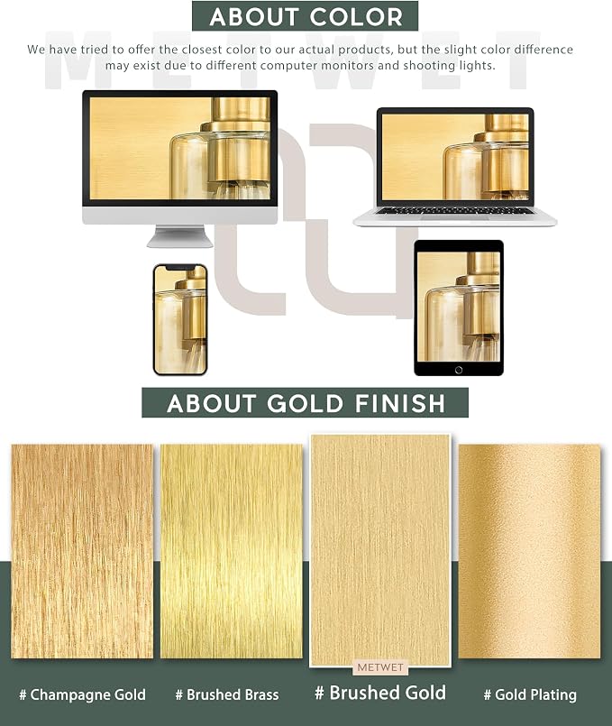 4-Light Bathroom Light Fixtures, Brushed Gold Vanity Light - Image 8