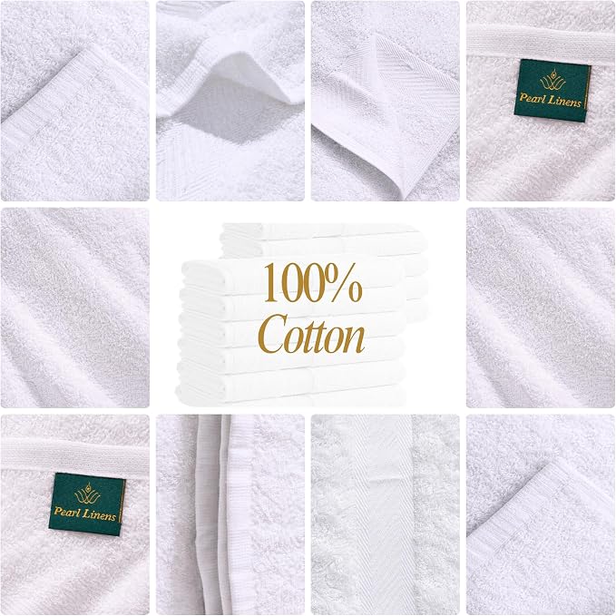 Pearl Linens Bath Towel Set of 12, Economy Cotton 20x40 Hotel Quality White - Image 3