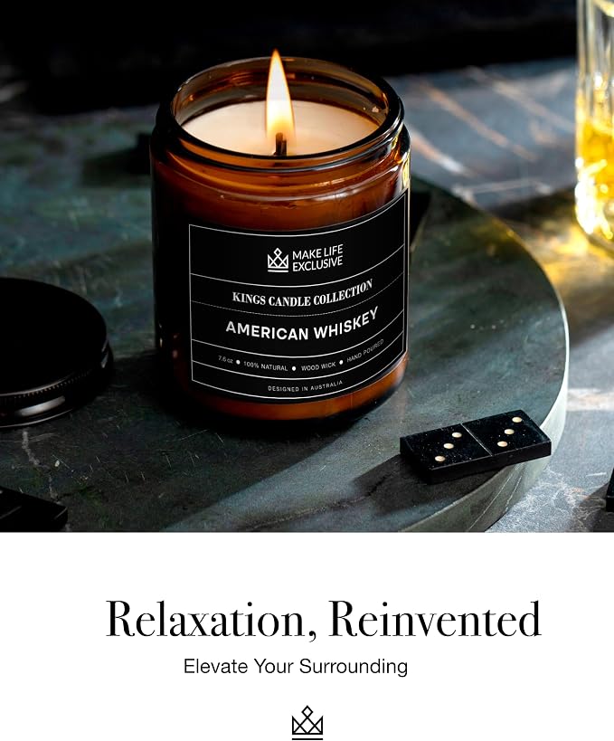 Scented Candles for Men | Whiskey Scented | Wooden Wick, Long Lasting, - Image 7