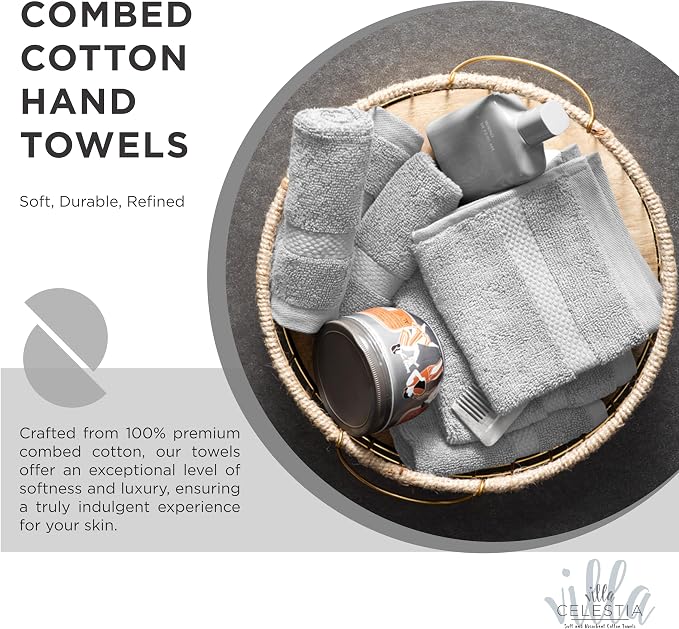 100% Cotton Hand Towel Set of 2, Sustainable, Highly Absorbent, Quick Drying - Image 2