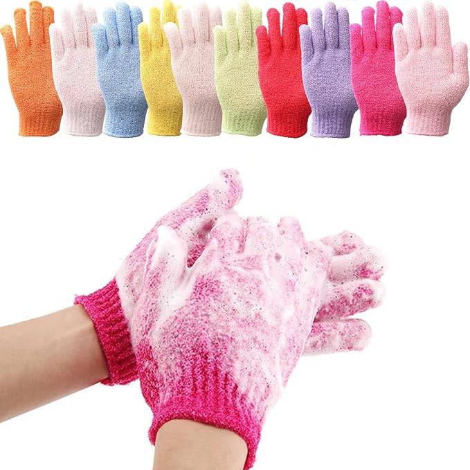 IBLUE Shower Gloves, Double Sided Exfoliating Bath Body Scrub Gloves - Image 5