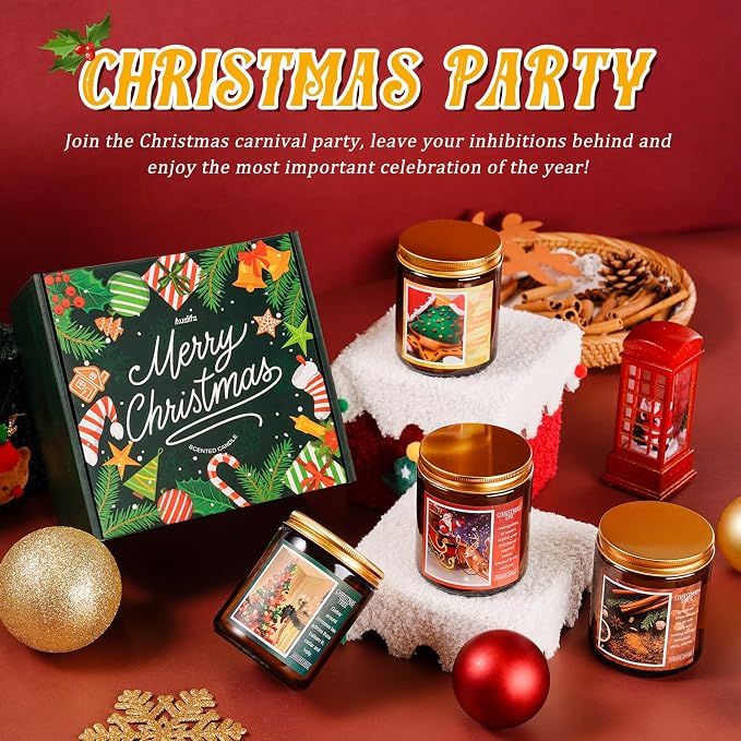 Christmas Candle Set | 4Pack Scented Candles Holiday Candle Gifts - Image 3
