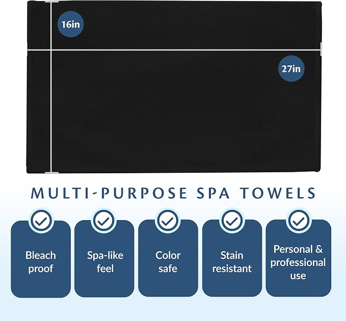 Black Bleach Proof Towels Set, 48 Pack 100% Cotton 16" X 27" Color Safe - Image 6