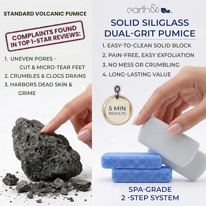 Earth & I Pumice Stone for Feet – 6-Pack Callus Remover Set | 3 Coarse + 3 Fine - Image 6