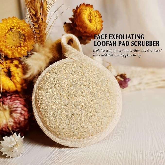 YIQINGJIE Natural Loofah Exfoliating Face Scrubber, Facial Scrubber Loofa Pads - Image 6