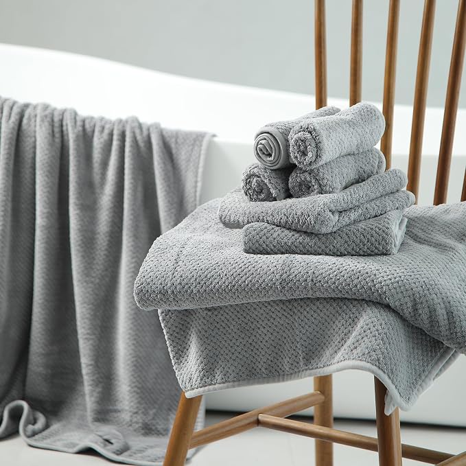 8 Pack Towel Set Gray Oversized Bath Sheet Sets - Image 3