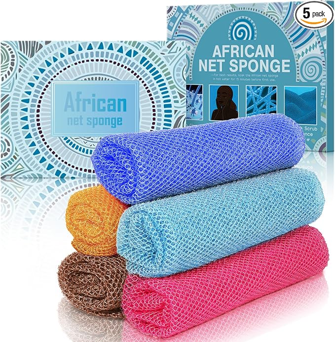 5 Pieces African Net Sponge – Deep Cleansing & Exfoliating Mesh by SpiralScgv
