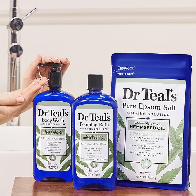 Dr Teal's Foaming Bath with Pure Epsom Salt, Cannabis Sativa Hemp Seed Oil - Image 6