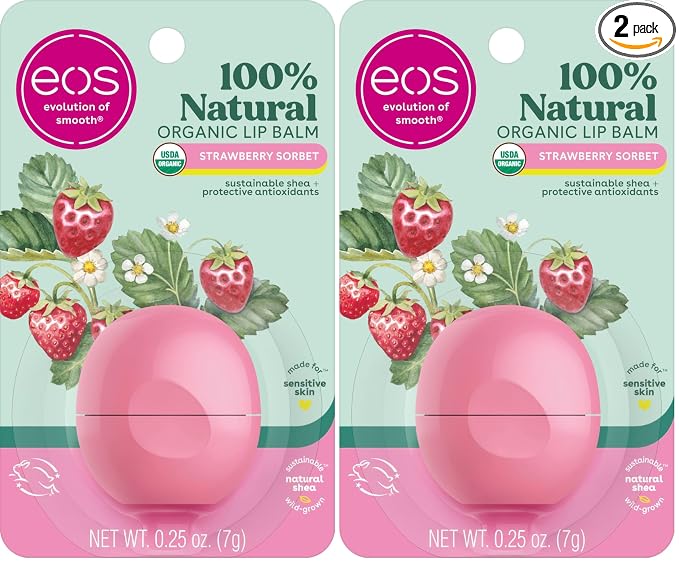eos 100% Natural & Organic Lip Balm- Strawberry Sorbet, All-Day Moisture by eosproducts
