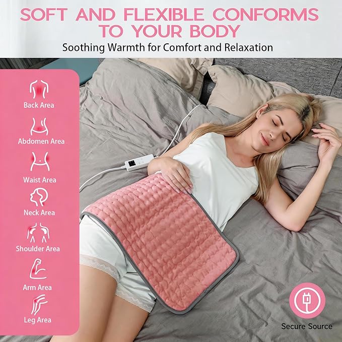 Pink Heating Pad for Gifts Soothing Heat Therapy for Women & Men, Perfect - Image 3