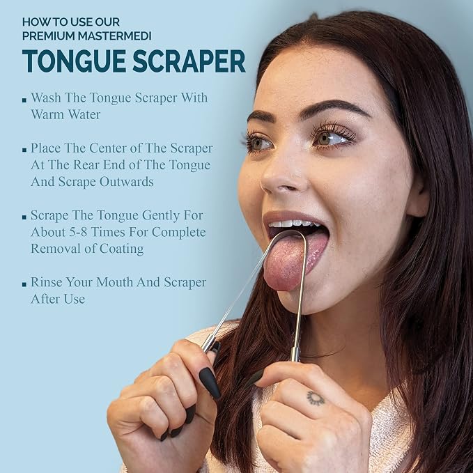 MasterMedi Tongue Cleaner Tongue Scraper Surgical Grade Stainless Steel Tongue - Image 5