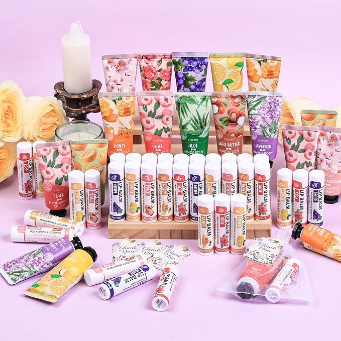 VISCOO 40 Sets Hand Cream and Lip Balm Bulk Set, Mothers Day Gifts, Teacher - Image 7