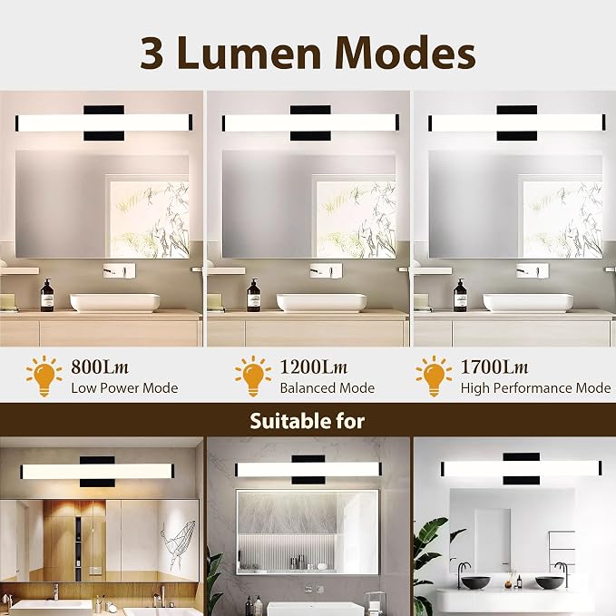 Bathroom Light Fixtures Over Mirror 22IN, 19W 5CCT Dimmable Modern Vanity Lights - Image 5