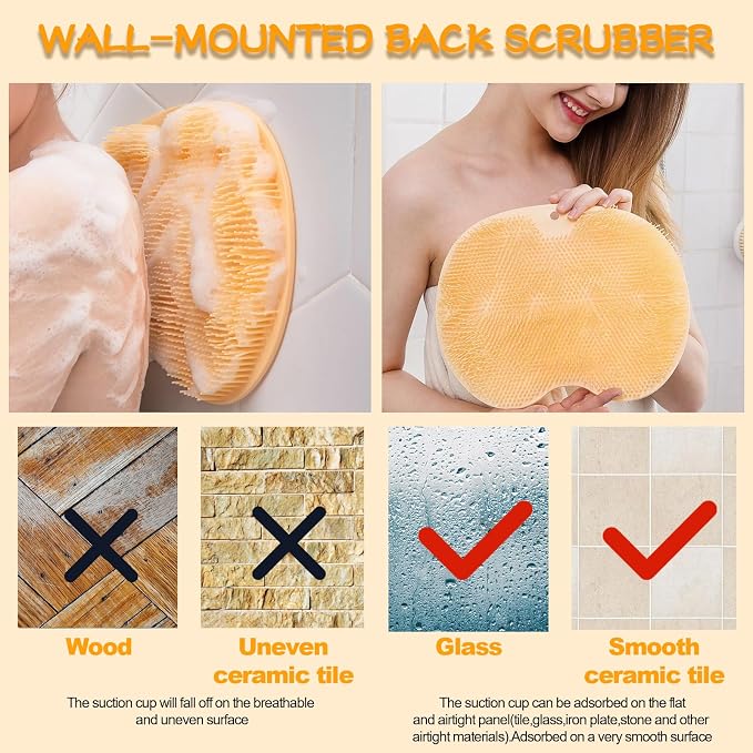 Shower Foot Scrubber, Wall Mounted Bath Massage Pad, Back Scrubber Back - Image 3