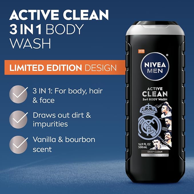 NIVEA MEN Real Madrid Limited Edition Design Active Clean Body Wash - Image 3