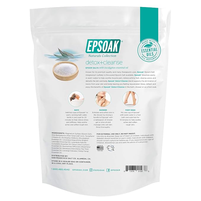 Epsoak Epsom Salt 4 lb. Magnesium Sulfate USP. Resealable Epsom Salt Bag Detox - Image 4
