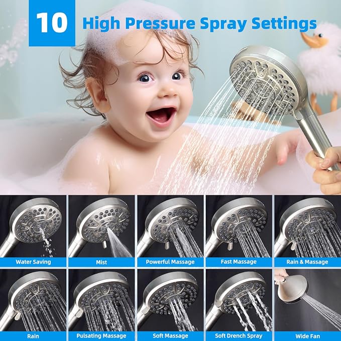 Hibbent All Metal 12'' Filtered Rainfall Shower Head Combo, High Pressure - Image 2