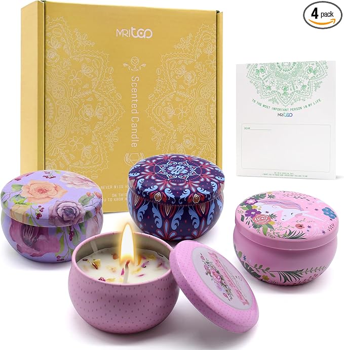 Scented Candles Gift Set for Women 4 Pack Soy Wax Candles by MRLTOP