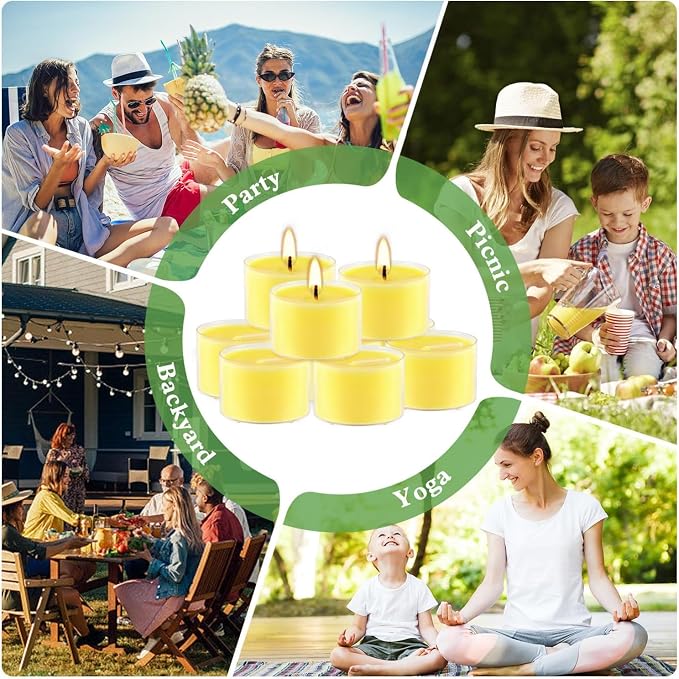 Fclayvts 8-Hour 100 Pack Citronella Tealight Candles, Outdoor and Indoor Summer - Image 6