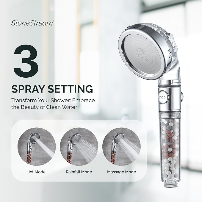 Original StoneStream Filtered Shower Head, Eco Power High Pressure Water - Image 4