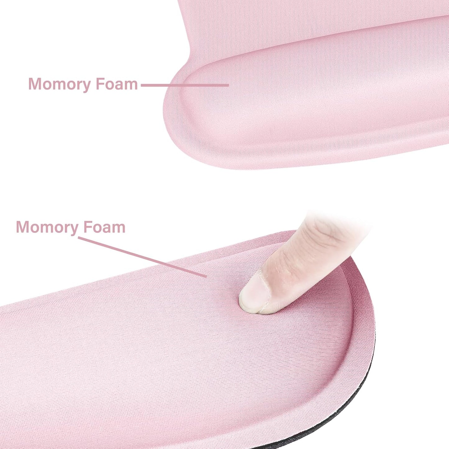 MOSISO Wrist Rest Support for Mouse Pad & Keyboard Set, Ergonomic Mousepad Non-Slip Base Home/Office Pain Relief & Easy Typing Cushion with Neoprene Cloth & Raised Memory Foam, Rose Pink