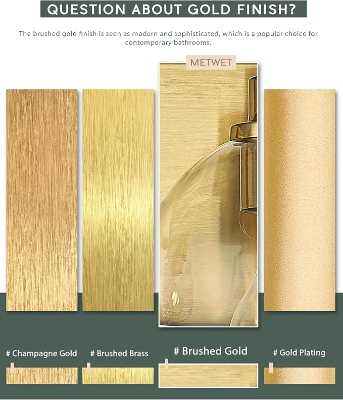 Bathroom Light Fixtures, 5 Light Brushed Gold Vanity Light, 32 Inch Modern Wall - Image 2