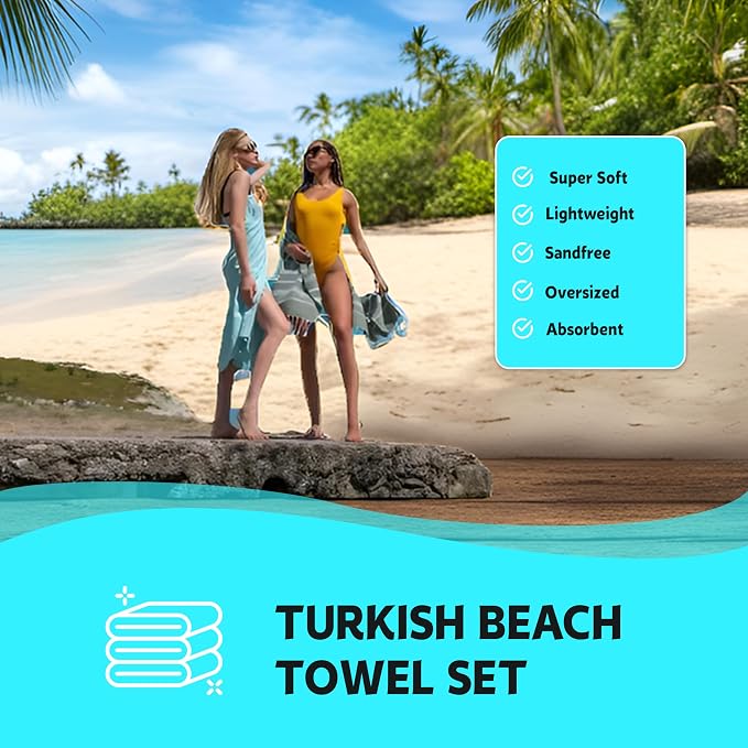 HAVLULAND Turkish Beach Towel Oversized 40"x 72" 100% Turkish Cotton, Sand Free - Image 5