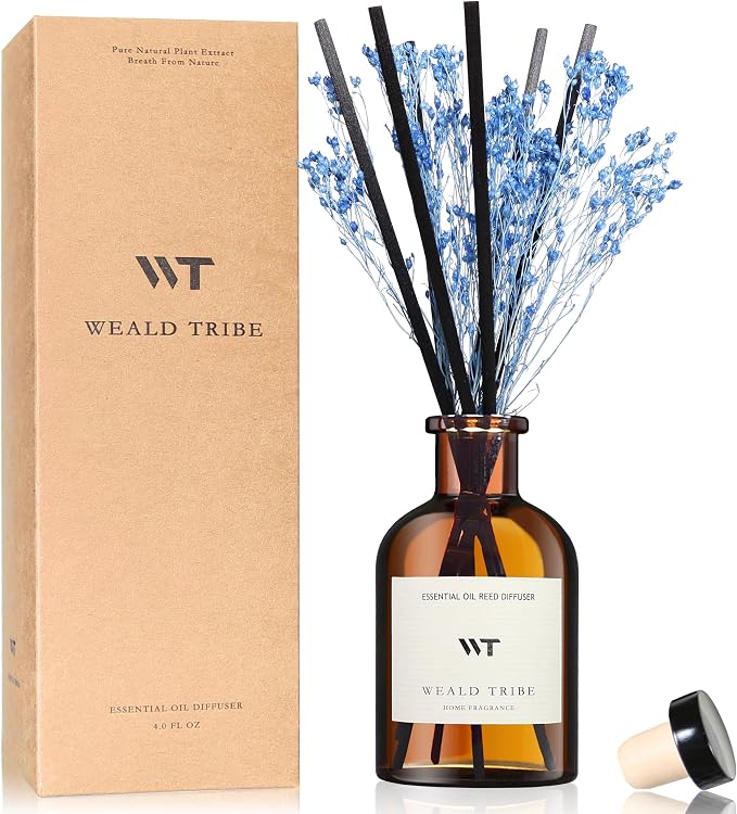 WEALD TRIBE Flower Reed Diffuser Set Ocean Mist & Sea Salt Scent by WEALD+TRIBE