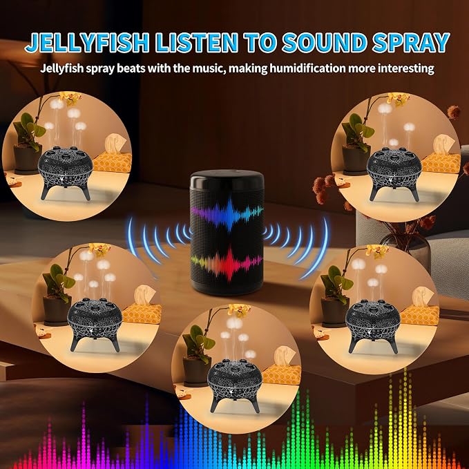 BOHOFAM Jellyfish Essential Oil Diffuser 250ML, Aroma Diffuser Hears Sound to - Image 2