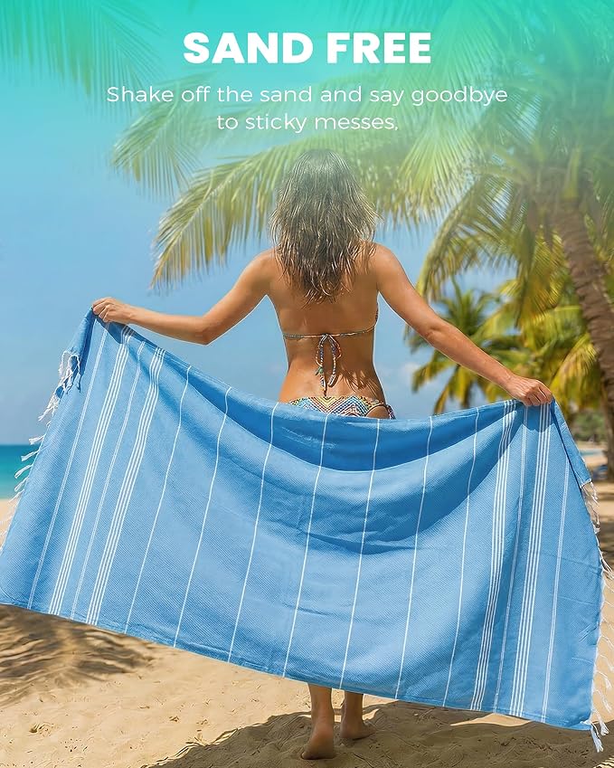 Antfuny 2 Packs Turkish Beach Towels Pool Towel Beach Mat Sauna Blanket Fast - Image 3