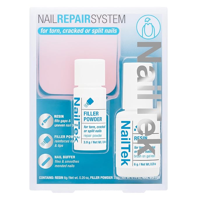Nail Tek Nail Repair for Damaged Nails – Filler Powder & Resin Kit for Cracked by NailTek