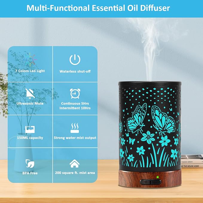 Essential Oil Diffuser - 150ML Metal Aromatherapy Diffuser - Image 3