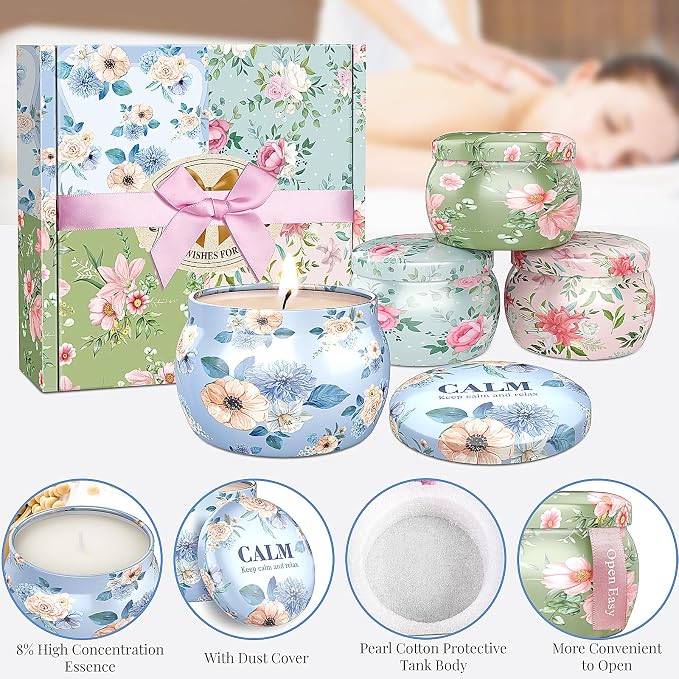 BlissfulOasis Scented Candles Set, 17.6 oz 4 Pack Home Scented Candles - Image 4