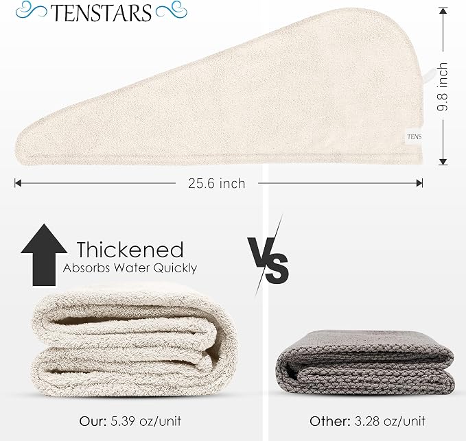 TENSTARS 5 Pack Thicken Microfiber Hair Towel Wrap - Image 7
