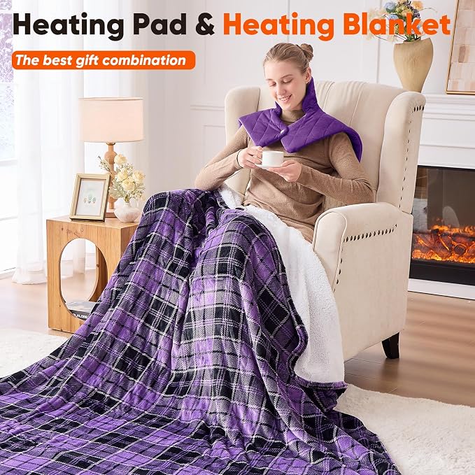 Purple Weighted Heating Pad for Neck Shoulders and Back, Mothers Day Gifts for - Image 9