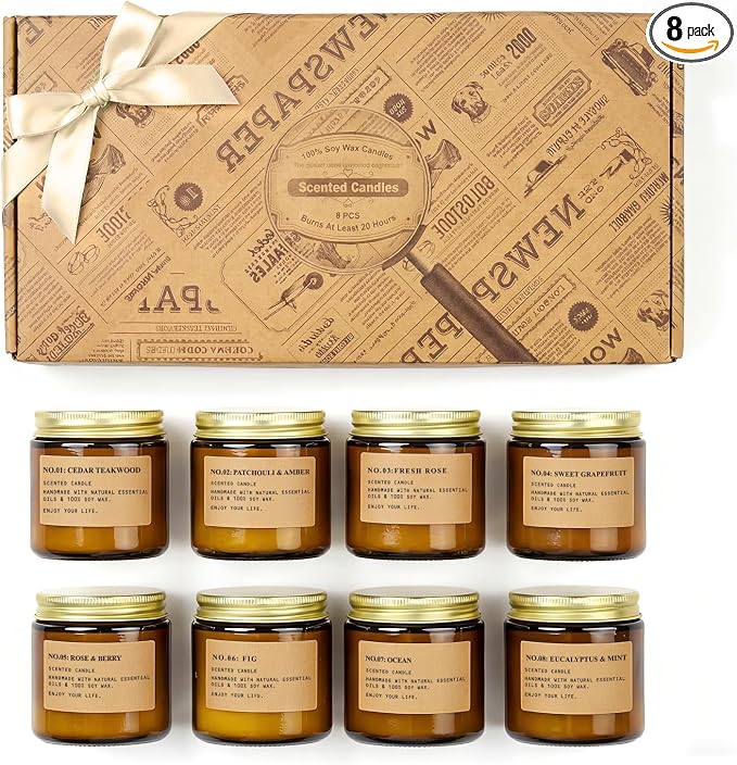 Scented Candles for Home, 8 Pack Soy Wax Candle Set, Aromatherapy Candles by FEIBAO