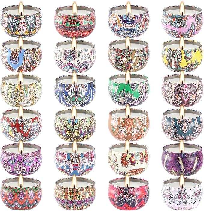 YOROXRG 24Pack Scented Candles, Soy Wax Jar Candles, Aromatherapy Candles by YOROXRG