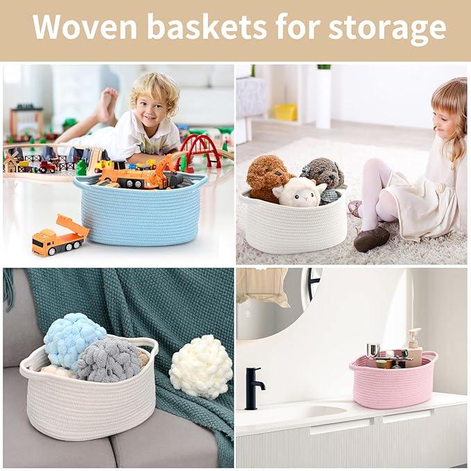 Happyiren Baby Blue Cute Woven Storage Basket - Image 5