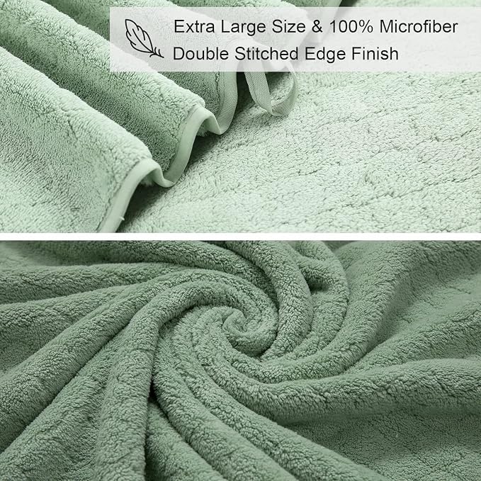8-Piece Green Bath Towels Set, 2 Oversized Large Bath Towels Sheet, 2 Hand - Image 5