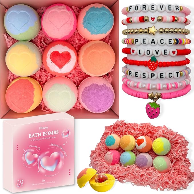 Bath Bombs for Kids with Surprise Inside, 9 Heart Imprint Kids Bath Bombs for by Unknown