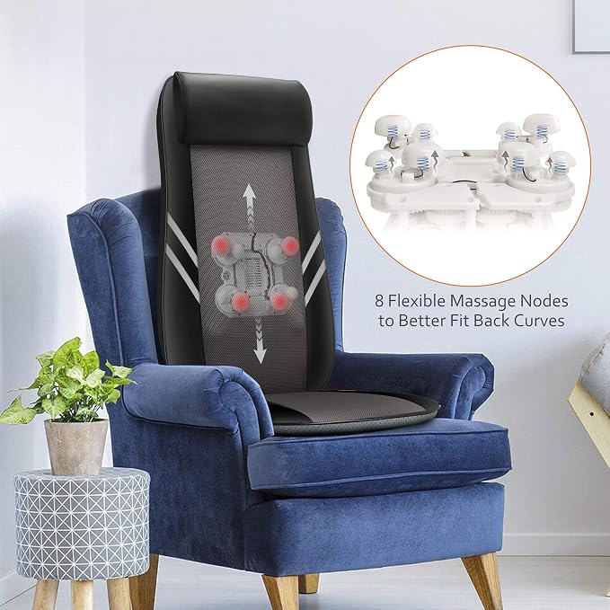Snailax Back Massager with Heat, Shiatsu Massage Seat Cushion, 8 Flexible Nodes - Image 3