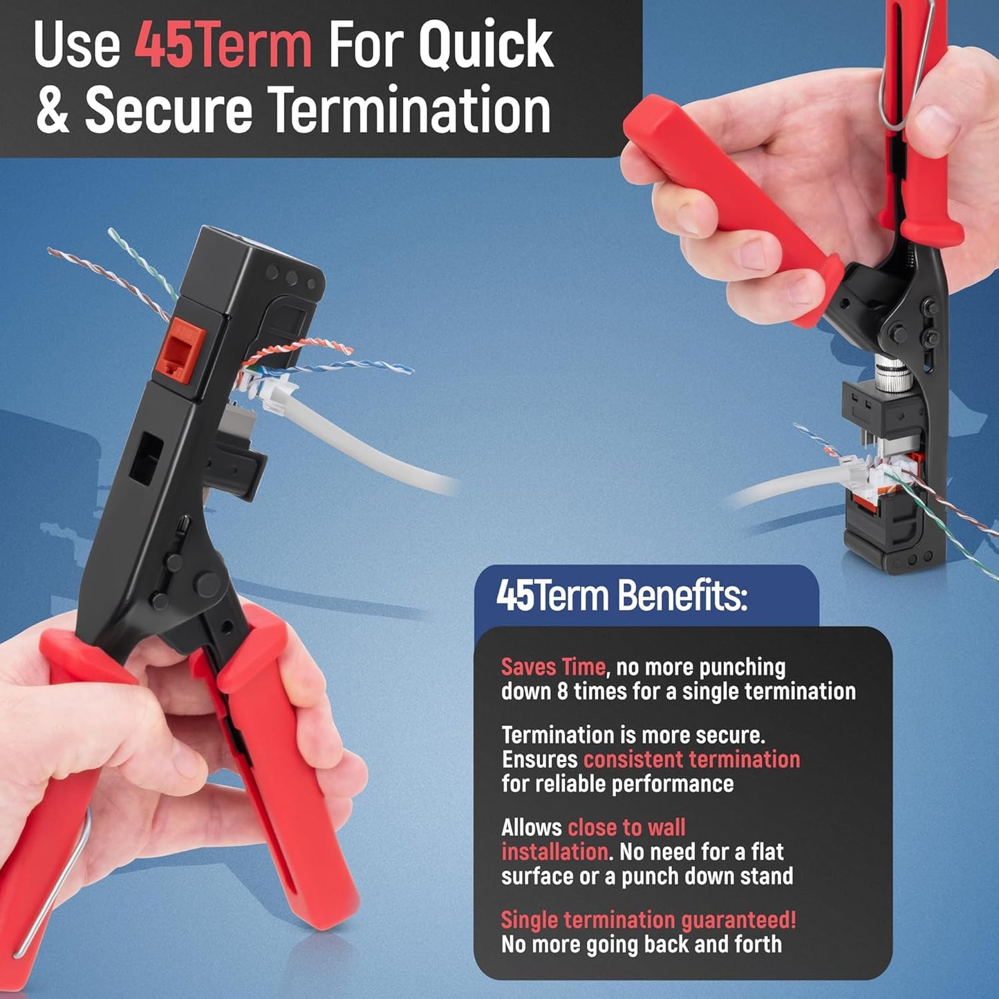 Everest 45° Angled RJ45 Cat6 Keystone Jacks 50-Pack in Orange - Slim Profile Female RJ45 Connectors - Cat 6 Keystone Jack - Compatible with 45° Angled Speed Termination Tool - 45Term (B0BL3GS7ZY)