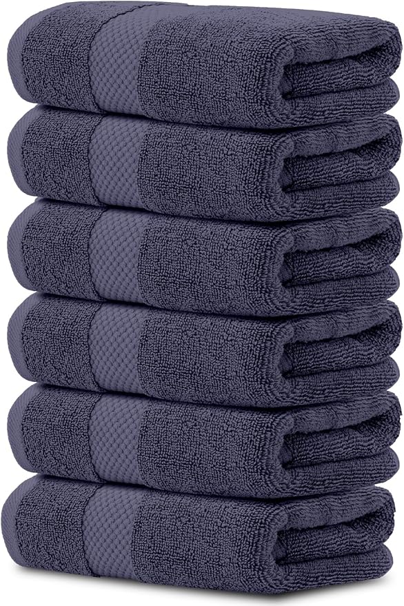 White Classic Luxury Navy Blue Hand Towels by WhiteClassic