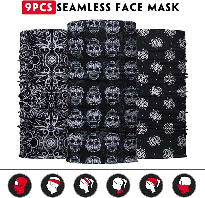 Venswell Neck Gaiter Face Mask Men Women, Seamless Bandana Rave Face Cover - Image 4